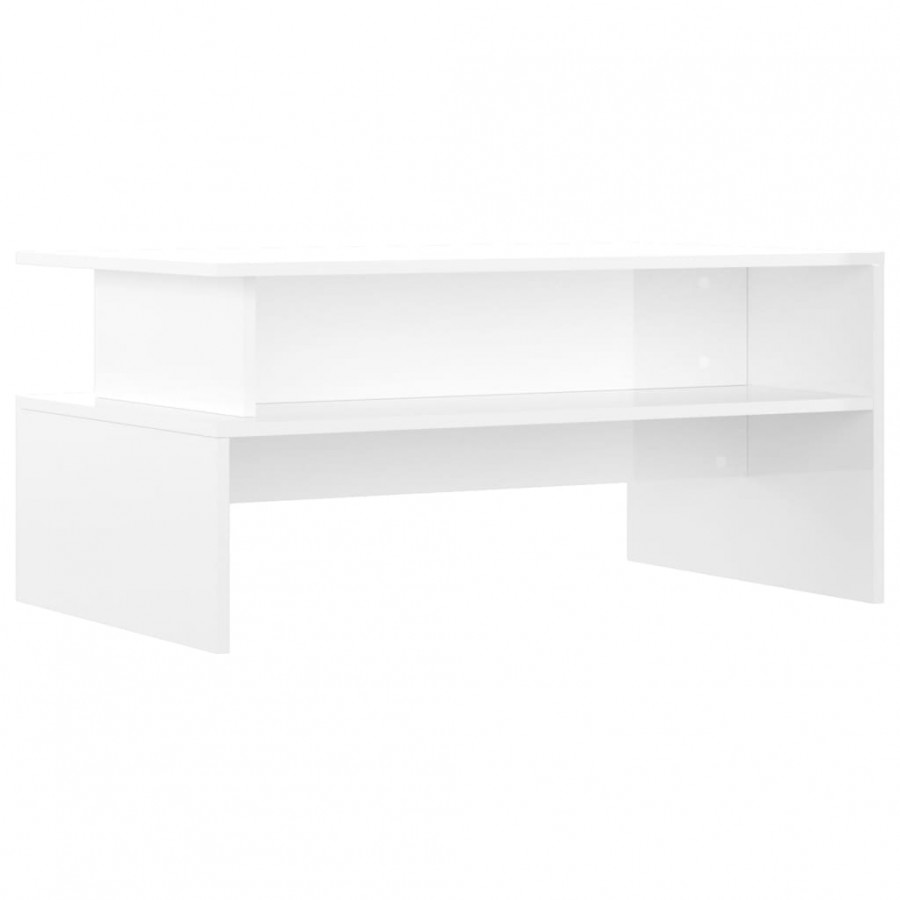Table basse blanc brillant 90x55x42,5 cm bois d'ingénierie Table basse blanc brillant 90x55x42,5 cm bois d'ingénierie