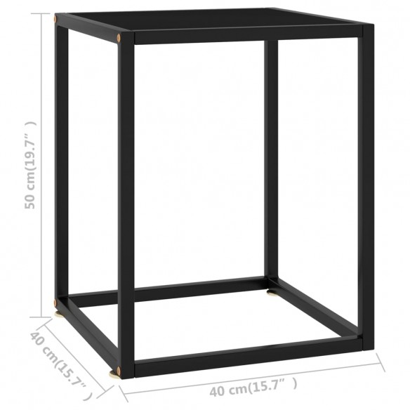 Table basse Noir avec verre noir 40x40x50 cm