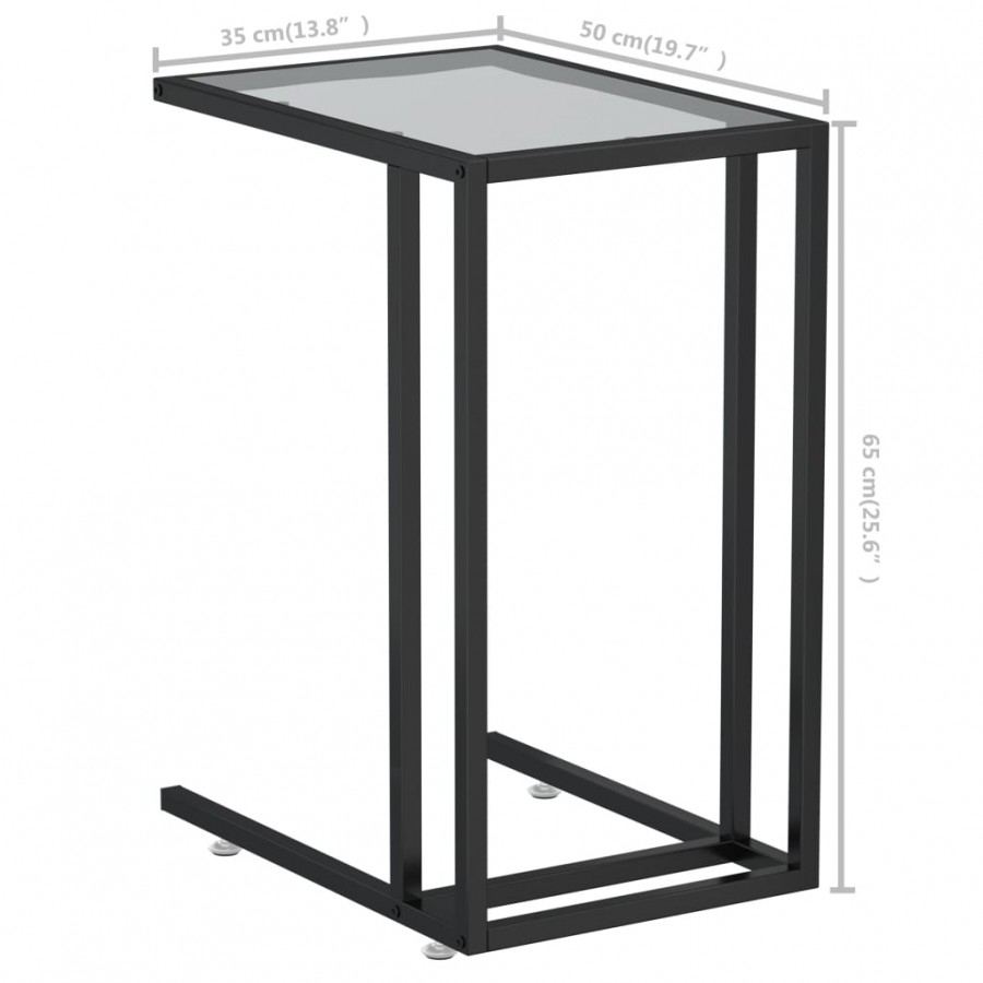 Table d'appoint pour ordinateur Noir 50x35x65 cm Verre trempé