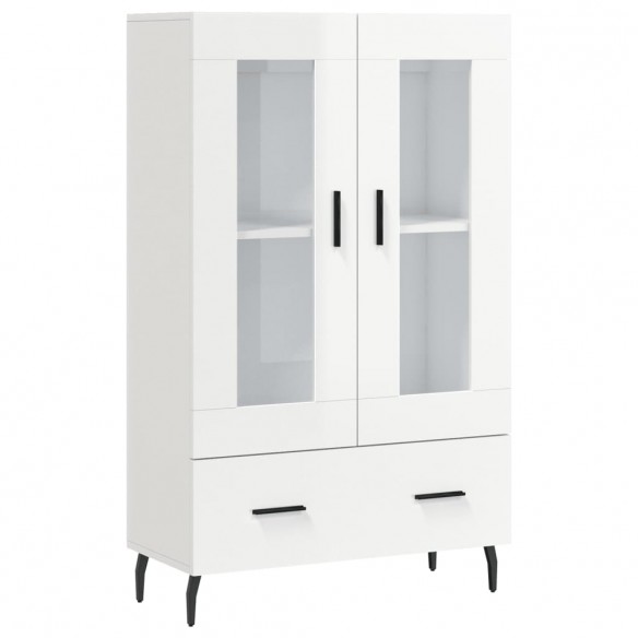 Buffet haut blanc brillant 69,5x31x115 cm bois d'ingénierie