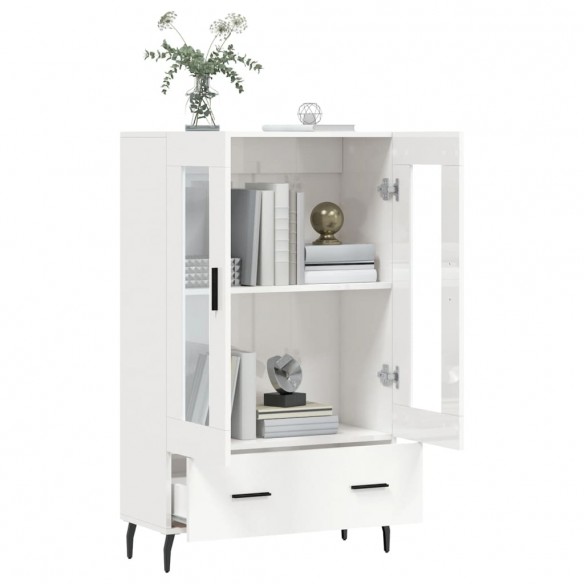 Buffet haut blanc brillant 69,5x31x115 cm bois d'ingénierie