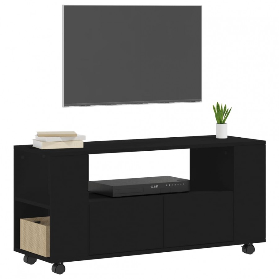 Meuble TV noir 102x34,5x43 cm bois d'ingénierie Meuble TV noir 102x34,5x43 cm bois d'ingénierie