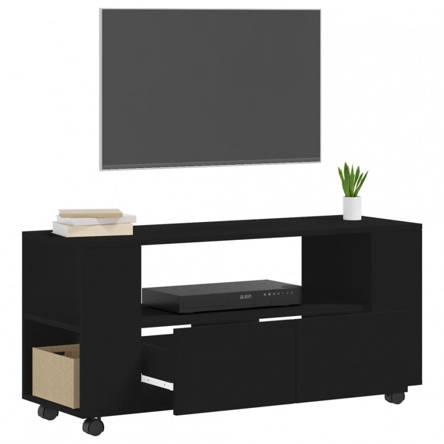 Meuble TV noir 102x34,5x43 cm bois d'ingénierie Meuble TV noir 102x34,5x43 cm bois d'ingénierie