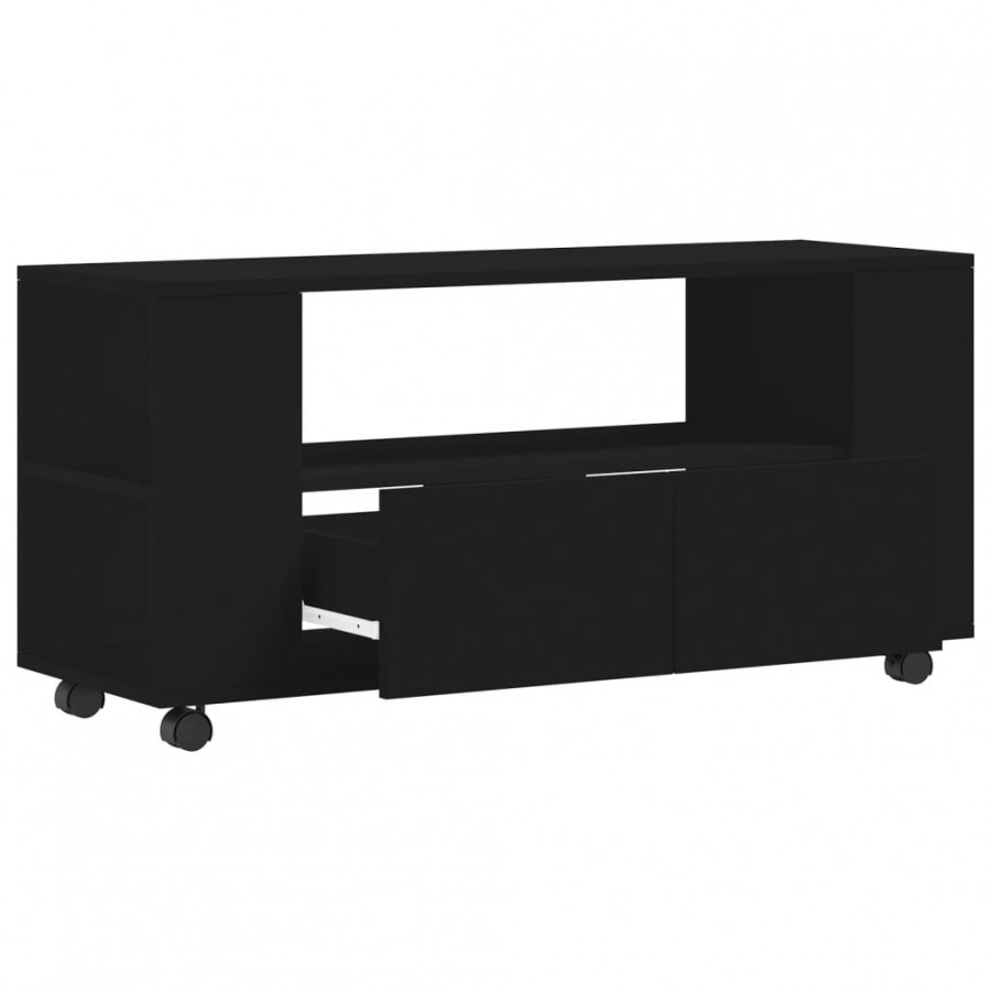 Meuble TV noir 102x34,5x43 cm bois d'ingénierie Meuble TV noir 102x34,5x43 cm bois d'ingénierie