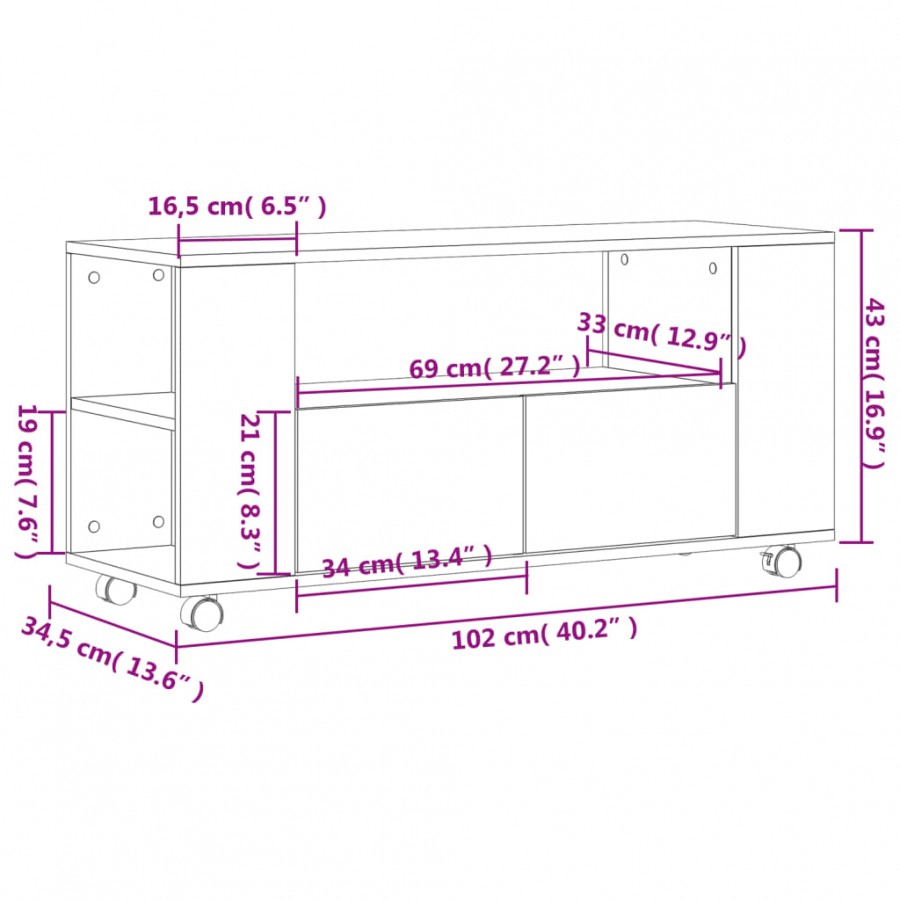 Meuble TV noir 102x34,5x43 cm bois d'ingénierie Meuble TV noir 102x34,5x43 cm bois d'ingénierie