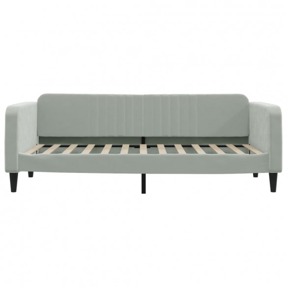 Lit de repos gris clair 90x200 cm velours