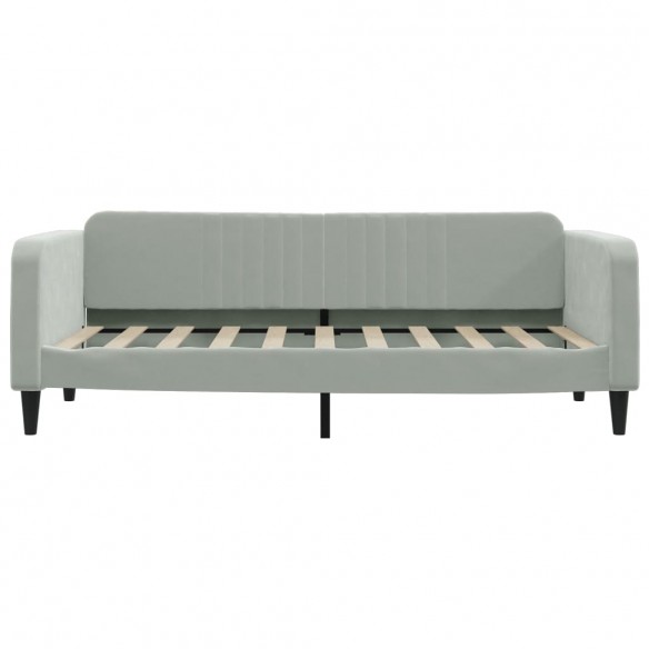 Lit de repos gris clair 90x190 cm velours