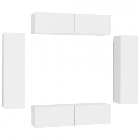 Ensemble de meubles TV 6 pcs Blanc Aggloméré