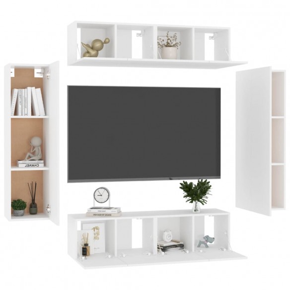 Ensemble de meubles TV 6 pcs Blanc Aggloméré