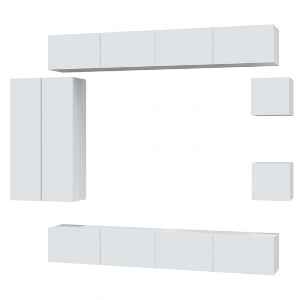 Ensemble de meubles TV 8 pcs Blanc Bois d'ingénierie