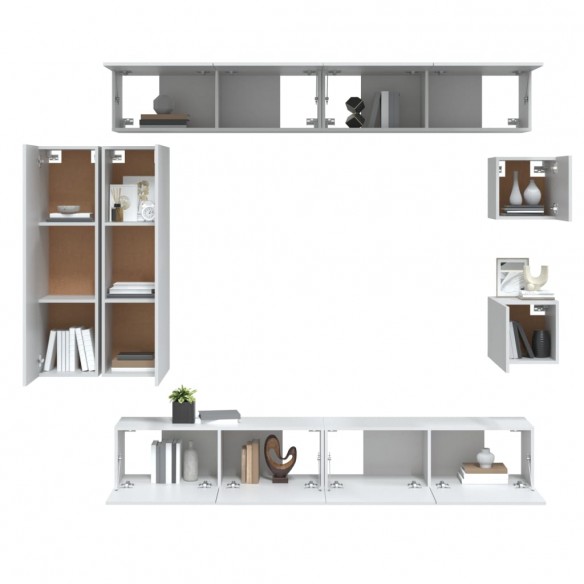 Ensemble de meubles TV 8 pcs Blanc Bois d'ingénierie