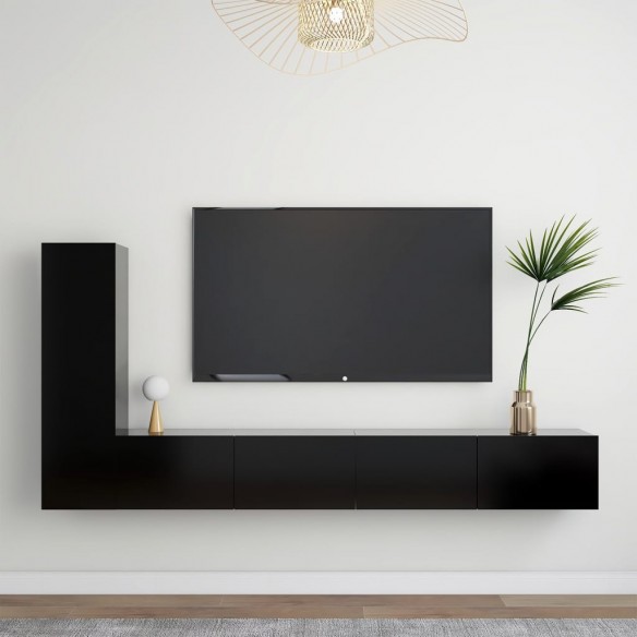 Ensemble de meuble TV 3 pcs Noir Aggloméré