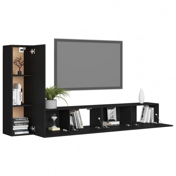 Ensemble de meuble TV 3 pcs Noir Aggloméré