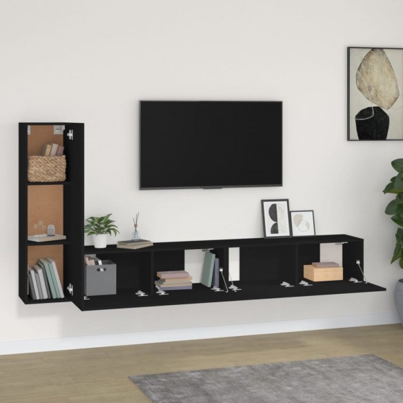 Ensemble de meubles TV 3 pcs Noir Bois d'ingénierie