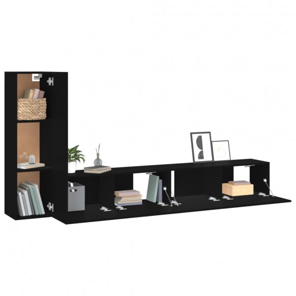 Ensemble de meubles TV 3 pcs Noir Bois d'ingénierie