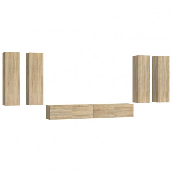 Ensemble de meubles TV 6 pcs Chêne sonoma Bois d'ingénierie