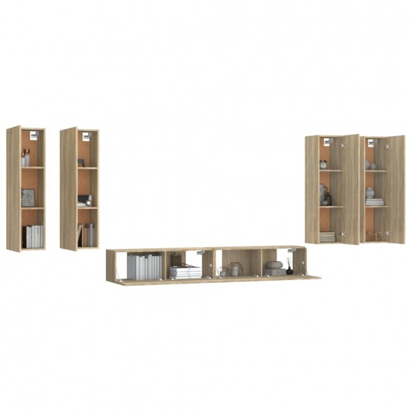 Ensemble de meubles TV 6 pcs Chêne sonoma Bois d'ingénierie