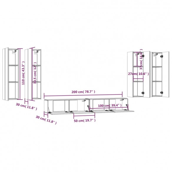 Ensemble de meubles TV 6 pcs Chêne sonoma Bois d'ingénierie