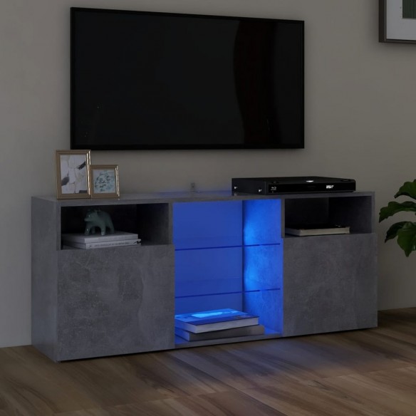 Meuble TV avec lumières LED gris béton 120x30x50 cm