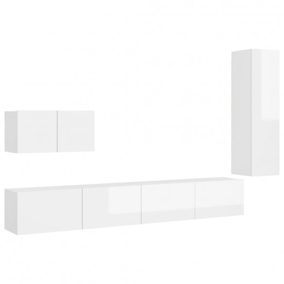 Ensemble de meuble TV 4 pcs Blanc brillant Aggloméré