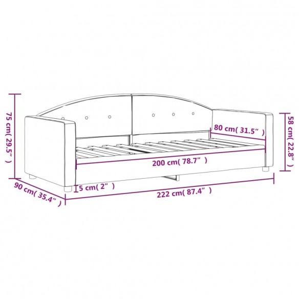 Lit de repos jaune 80x200 cm velours