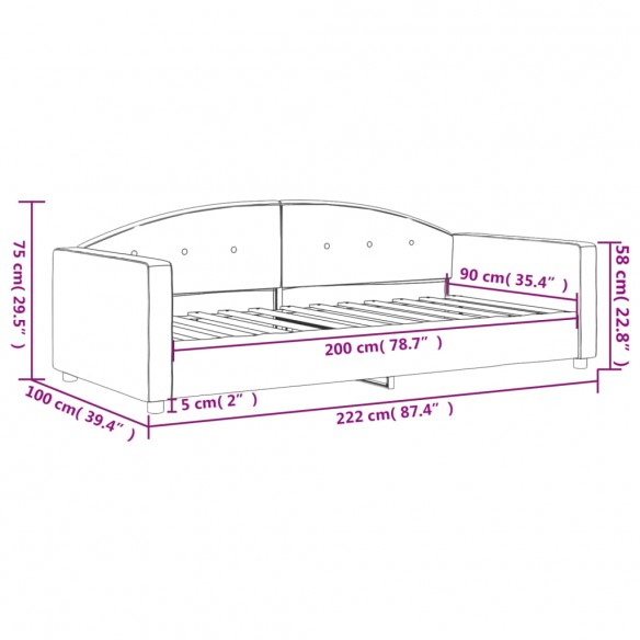 Lit de repos jaune 90x200 cm velours