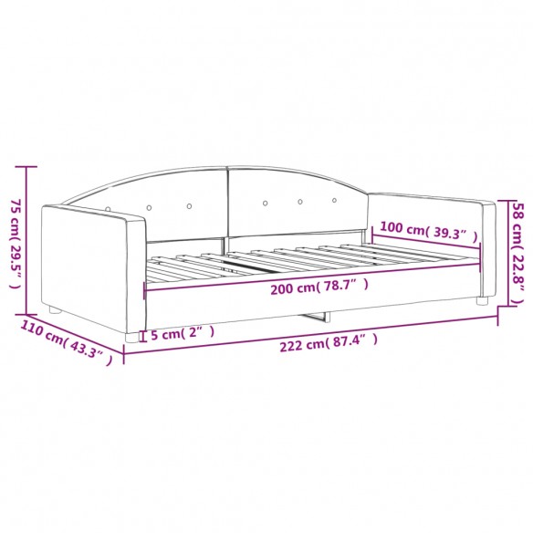 Lit de repos jaune 100x200 cm velours