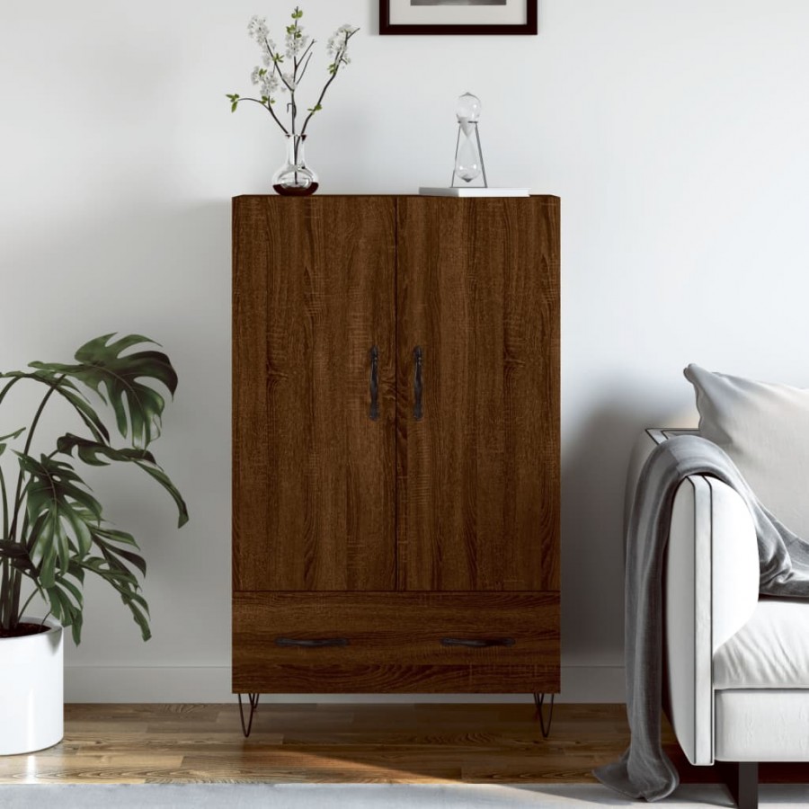 Buffet haut chêne marron 69,5x31x115 cm bois d'ingénierie