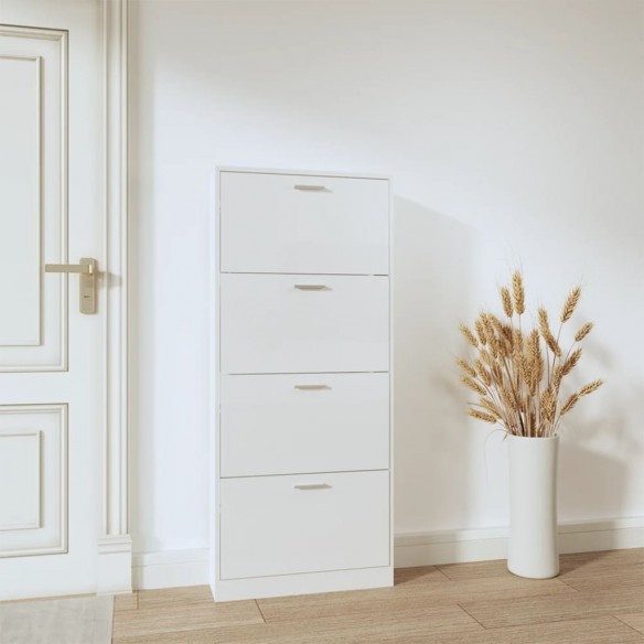 Armoire à chaussure Blanc brillant 59x17x150 cm Bois ingénierie