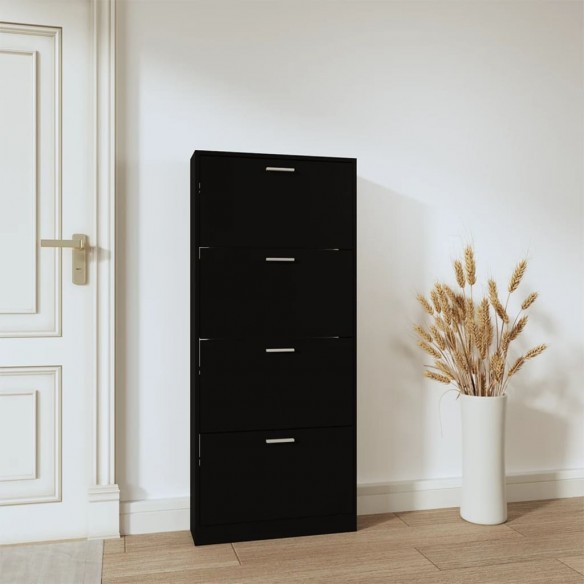 Armoire à chaussures Noir 59x17x150 cm Bois d'ingénierie