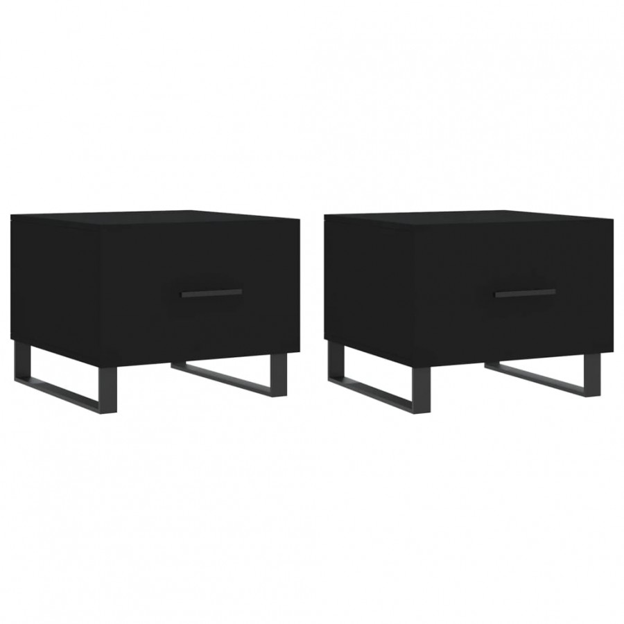 Tables basses 2 pcs noir 50x50x40 cm bois d'ingénierie Tables basses 2 pcs noir 50x50x40 cm bois d'ingénierie
