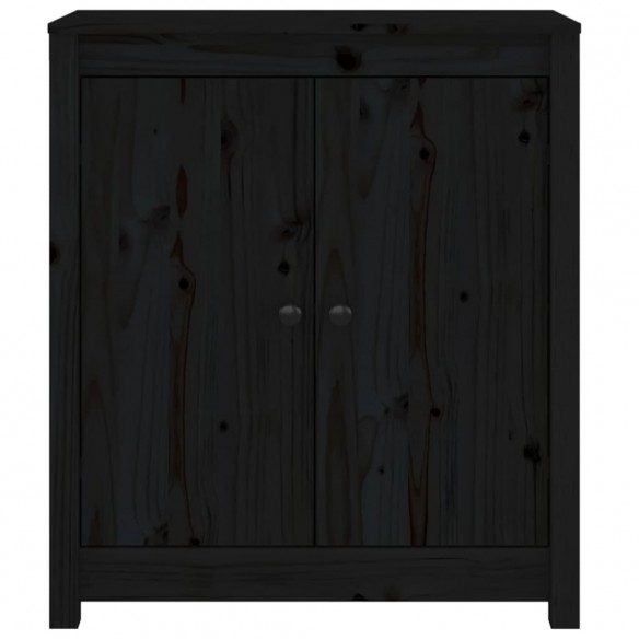 Buffets 2 pcs Noir 70x35x80 cm Bois massif de pin