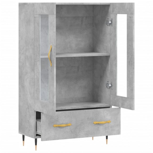 Buffet haut gris béton 69,5x31x115 cm bois d'ingénierie