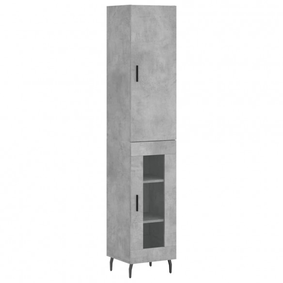 Buffet haut Gris béton 34,5x34x180 cm Bois d'ingénierie