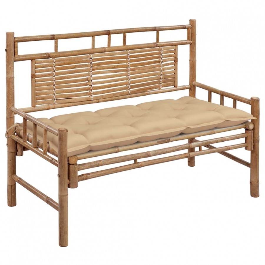 Banc de jardin avec coussin 120 cm Bambou