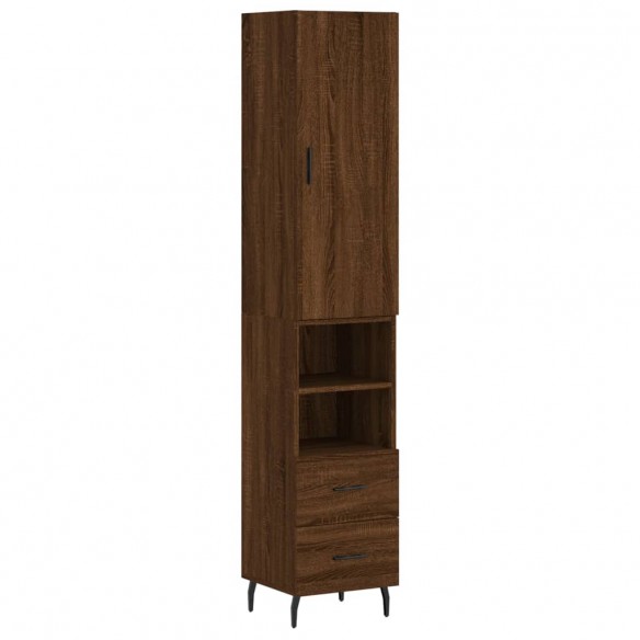 Buffet haut Chêne marron 34,5x34x180 cm Bois d'ingénierie