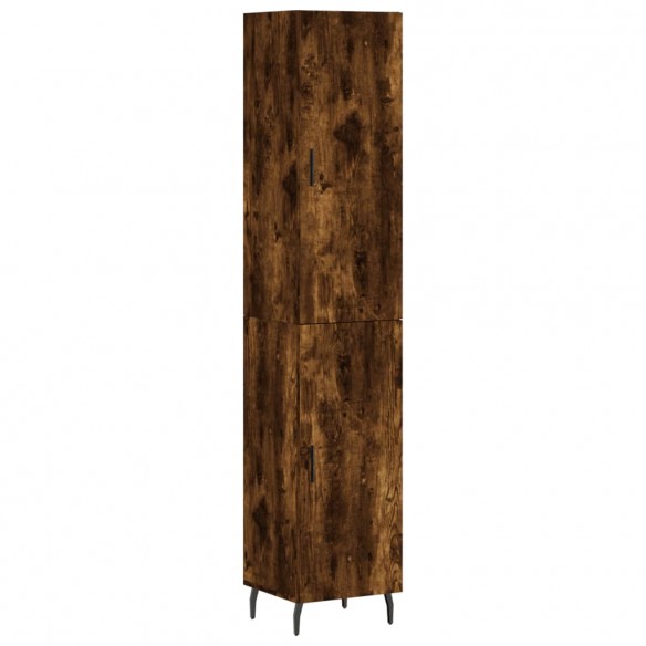 Buffet haut Chêne fumé 34,5x34x180 cm Bois d'ingénierie