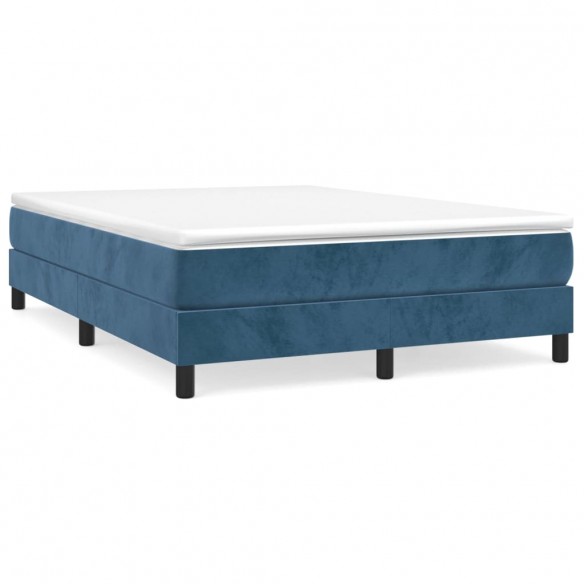 Cadre de lit et matelas Bleu foncé 140x190cm Velours