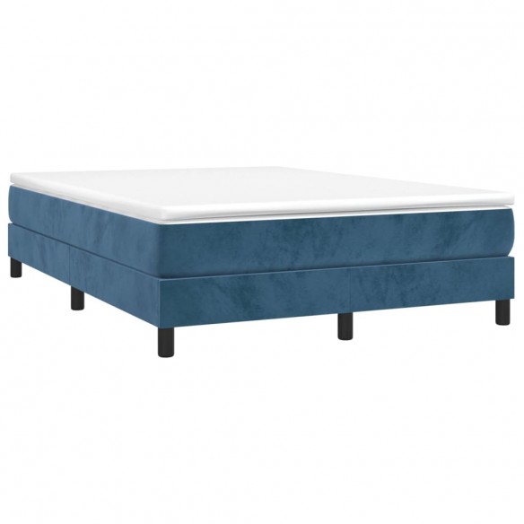 Cadre de lit et matelas Bleu foncé 140x190cm Velours