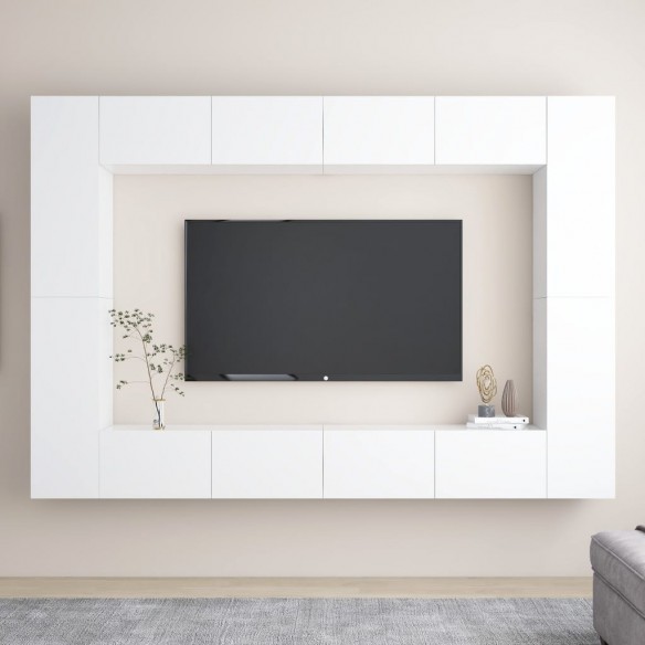 Ensemble de meubles TV 8 pcs Blanc Aggloméré