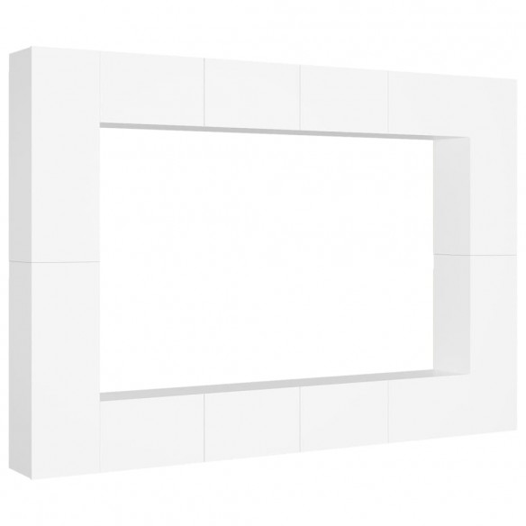 Ensemble de meubles TV 8 pcs Blanc Aggloméré