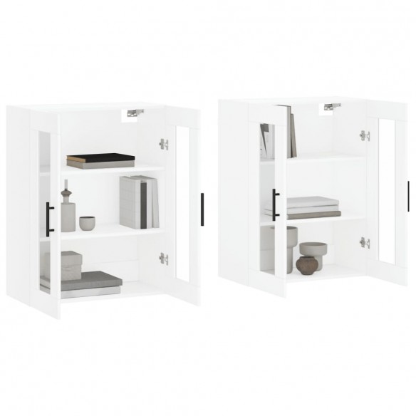 Armoires murales 2 pcs blanc bois d'ingénierie