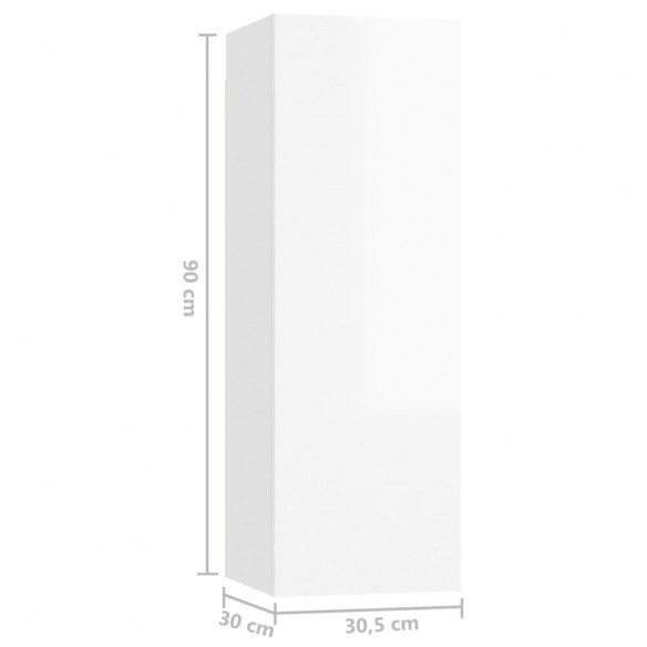 Meubles TV 4 pcs Blanc brillant 30,5x30x90 cm Aggloméré