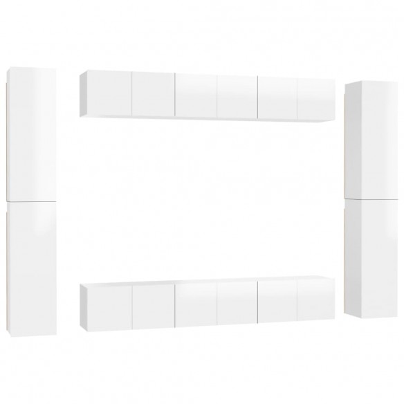 Ensemble de meubles TV 10 pcs Blanc brillant Aggloméré