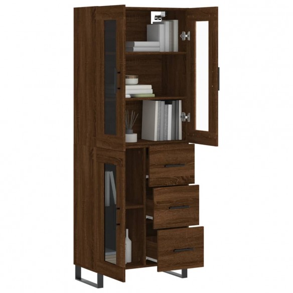 Buffet haut Chêne marron 69,5x34x180 cm Bois d'ingénierie