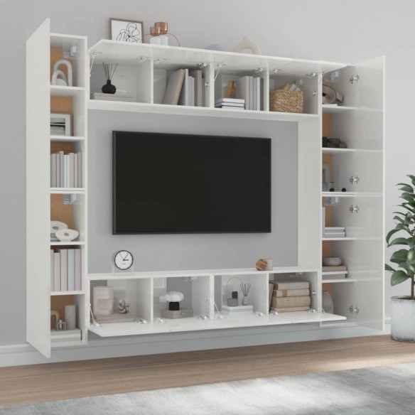 Ensemble de meubles TV 8 pcs Blanc brillant Bois d'ingénierie