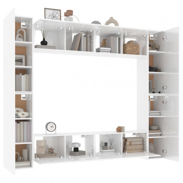 Ensemble de meubles TV 8 pcs Blanc brillant Bois d'ingénierie