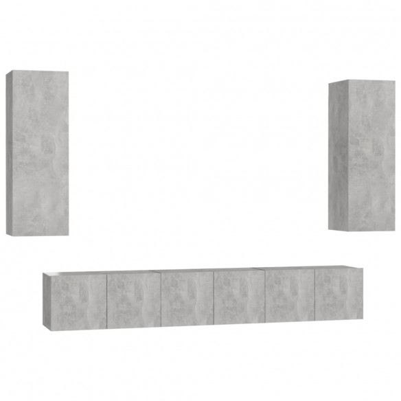 Ensemble de meubles TV 5 pcs Gris béton Aggloméré