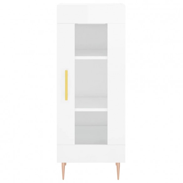 Buffet haut Blanc brillant 34,5x34x180 cm Bois d'ingénierie