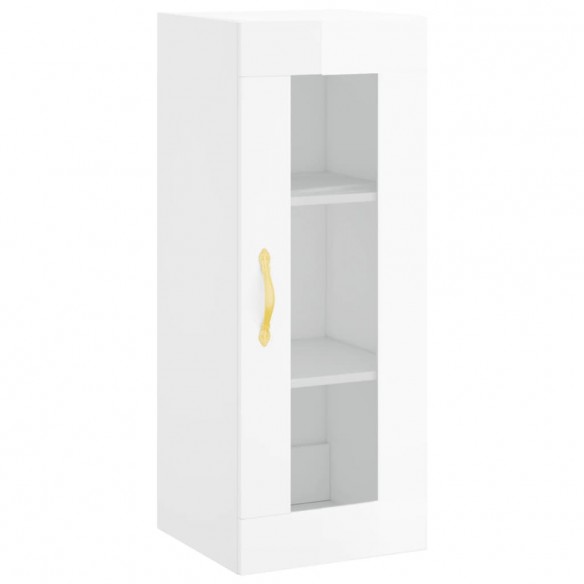 Buffet haut Blanc brillant 34,5x34x180 cm Bois d'ingénierie